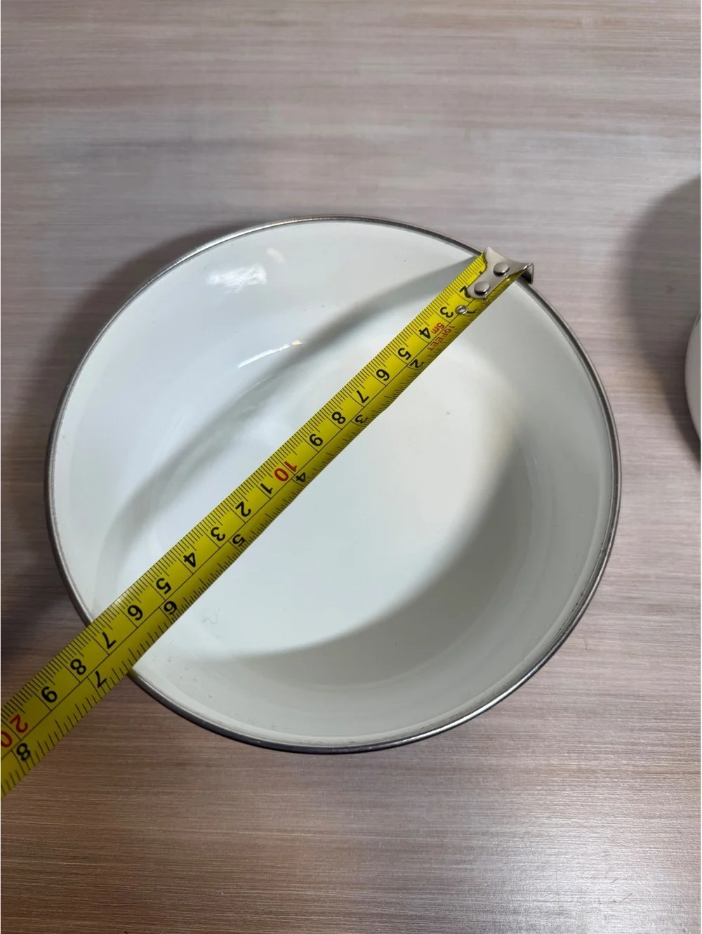 Set of 3 Vintage White Enamelware Nesting Bowls with Fruit Design 1970s